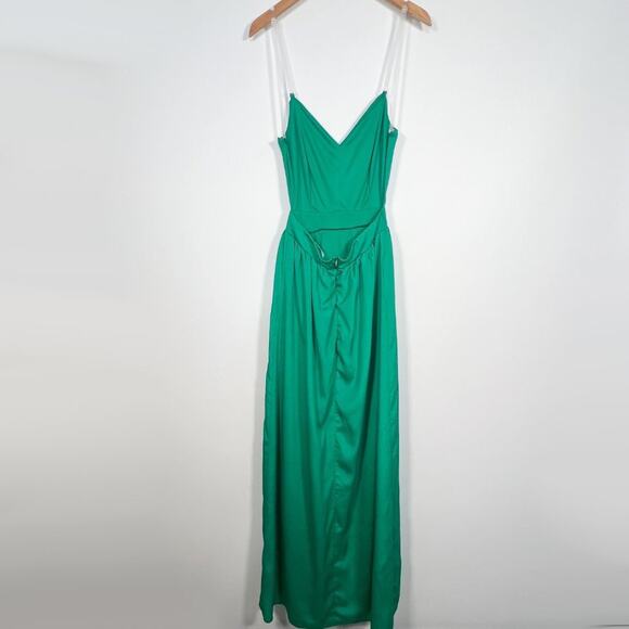 Lulus Green Flowy Backless Maxi Long Cocktail EveningDress - Picture 6 of 16